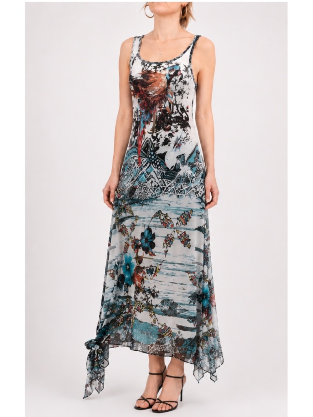 Save The Queen Mesh Maxi Dress Graphic Art Print Women’s Size XL